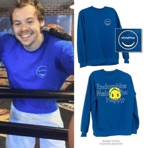 Outdoor Voices Endorphins Make You Happy Blue Crewneck - Harry Styles